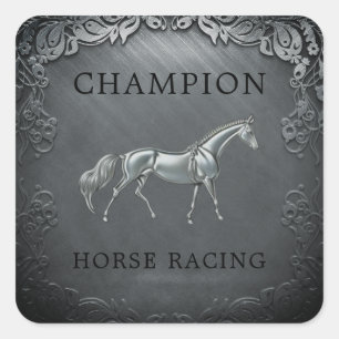 Kampioen Paardenrace Kampioenschap Gegraveerde Pla Vierkante Sticker