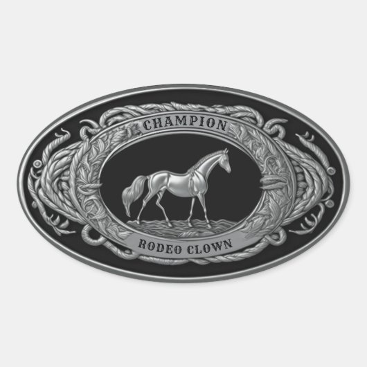 Kampioen Rodeo Clown sportevenement Westerne gesp Ovale Sticker (Voorkant)