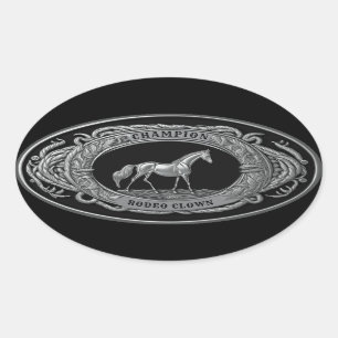 Kampioen Rodeo Clown sportevenement Westerne gesp Ovale Sticker
