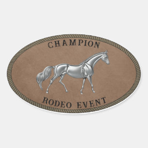 Kampioen Rodeo Evenement Country Western Personali Ovale Sticker