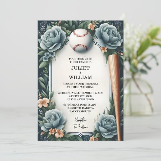 Kampioen Team Bal Field Pitch Baseball Bruiloft Kaart (Staand voorkant)
