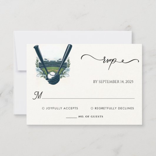 Kampioen Team Bal Field Pitch Baseball Bruiloft RSVP Kaartje (Voorkant)