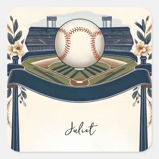 Kampioen Team Bal Veld Honkbal Bruidsdouche Vierkante Sticker (Voorkant)