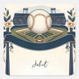 Kampioen Team Bal Veld Honkbal Bruidsdouche Vierkante Sticker