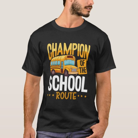 Kampioen Van De Schoolroute Achterkant Buschauffeu T-shirt (Voorkant)