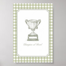 Kampioen van harte vintage trofee muurkunst