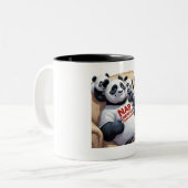 Kampioen van het dutje - Funny Panda Dad Sleep Tweekleurige Koffiemok (Voorkant links)