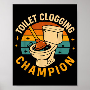 Kampioen Verstoppen Toilet Grappige Badkamer Verst Poster