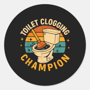 Kampioen Verstoppen Toilet Grappige Badkamer Verst Ronde Sticker