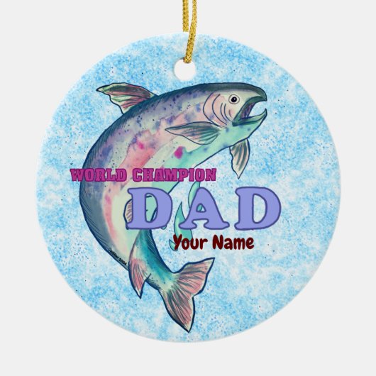 Kampioen Vissen Papa  Keramisch Ornament (Voorkant)