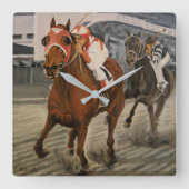 Kampioen Volbloed Race Paard wint Vierkante Klok (Voorkant)