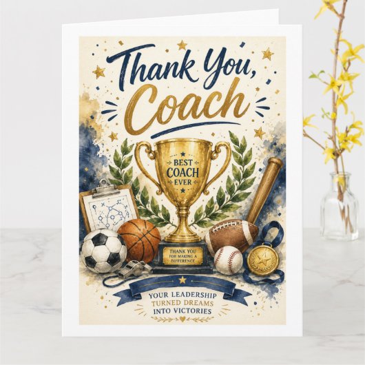 Kampioencoach Bedankt Trofee Kaart (Gele Bloem)