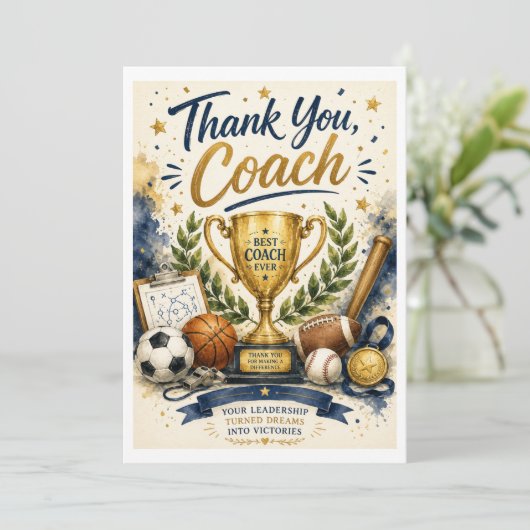 Kampioencoach Bedankt Trofee Kaart (Staand voorkant)
