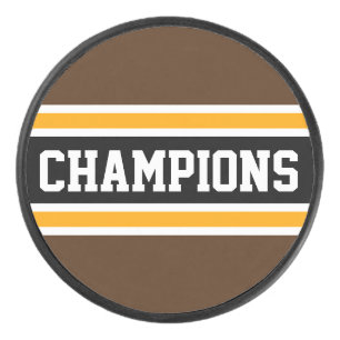 KAMPIOENEN Bruin Oranje Zwart Strepen Hockey Puck