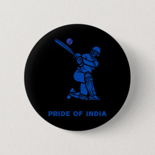 Kampioenen in Blue Pride of India Indiase Cricket  Ronde Button 5,7 Cm