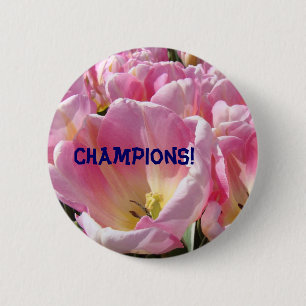 Kampioenen! knoppen Roze Tulp Bloemen Bloemig Ronde Button 5,7 Cm