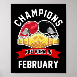 Kampioenen worden geboren in februari Boxing Sport Poster