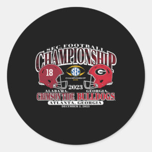 Kampioenschap 2023 Alabama V Georgië Football Zwar Ronde Sticker