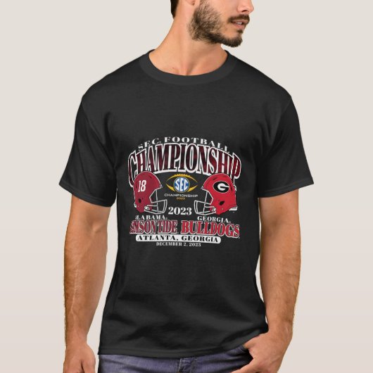 Kampioenschap 2023 Alabama V Georgië Football Zwar T-shirt (Voorkant)