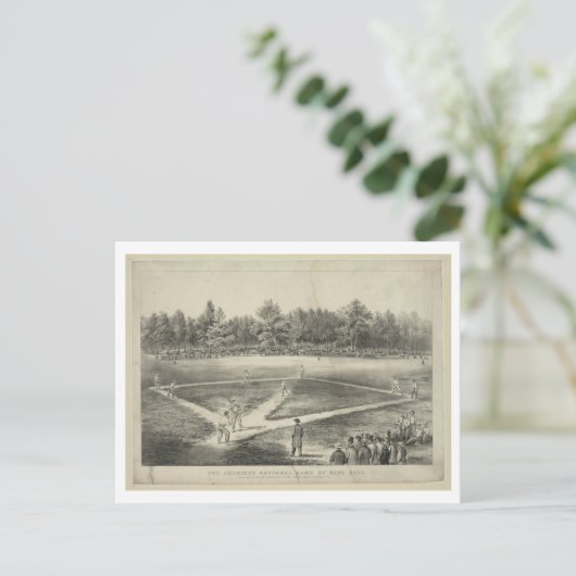 kampioenschap honkbal, 1866, van Currier & Ives Briefkaart (Staand voorkant)