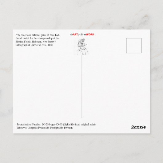 kampioenschap honkbal, 1866, van Currier & Ives Briefkaart (Achterkant)