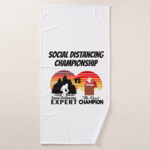 Kampioenschap Sociale Afstand - Yeti Kerstman Badhanddoek