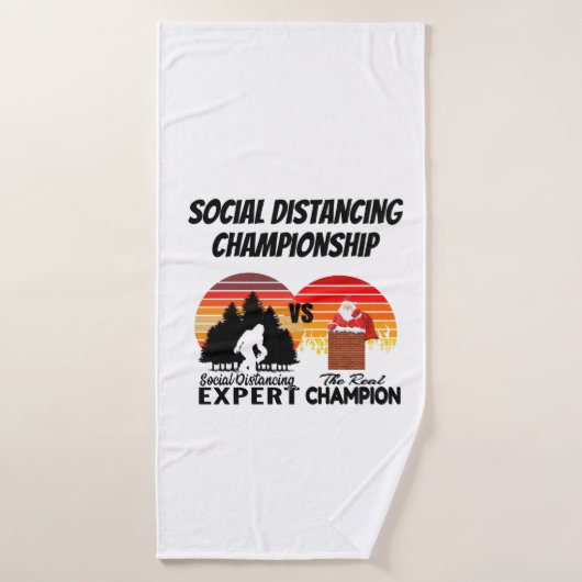 Kampioenschap Sociale Afstand - Yeti Kerstman Badhanddoek (Badhanddoek)