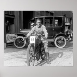 Kampioensmotorcoureur, 1922. Oude foto Poster