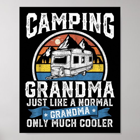 Kampoma Oma Grappige Kampeerder Rv Retro Buiten Vr Poster (Voorkant)