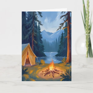 Kampreis Bos Kampvuur Tent Waterverf Kaart