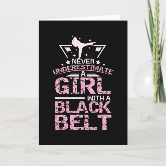 Kampsport Girl Black Belt Kaart (Voorkant)