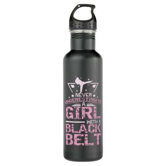 Kampsport Girl Black Belt Waterfles (Voorkant)