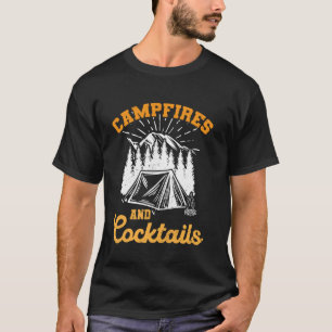 Kampvuren en cocktails kamperen natuur trillingen t-shirt