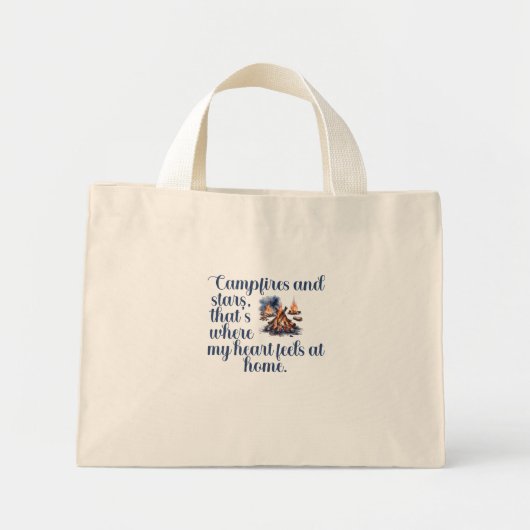Kampvuren en sterren, daar voelt mijn hart mini tote bag (Voorkant)