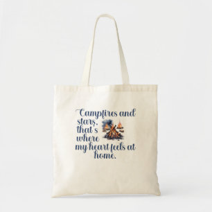 Kampvuren en sterren, daar voelt mijn hart tote bag
