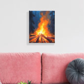 Kampvuur Aquarel Bos Schilderij Canvas Afdruk (Insitu (Woonkamer))