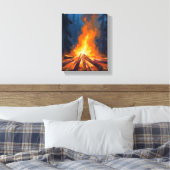 Kampvuur Aquarel Bos Schilderij Canvas Afdruk (Insitu (Slaapkamer))