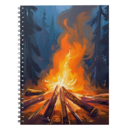 Kampvuur Aquarel Bos Schilderij Notitieboek (Voorkant)