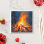 Kampvuur Aquarel Bos Schilderij Servet (Insitu)