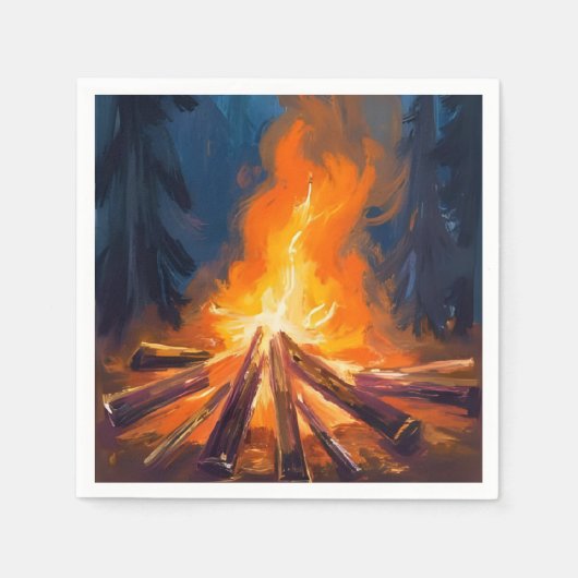 Kampvuur Aquarel Bos Schilderij Servet (Voorkant)