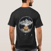 Kampvuur Berg Silhouet Zwarte T-Shirt (Achterkant)