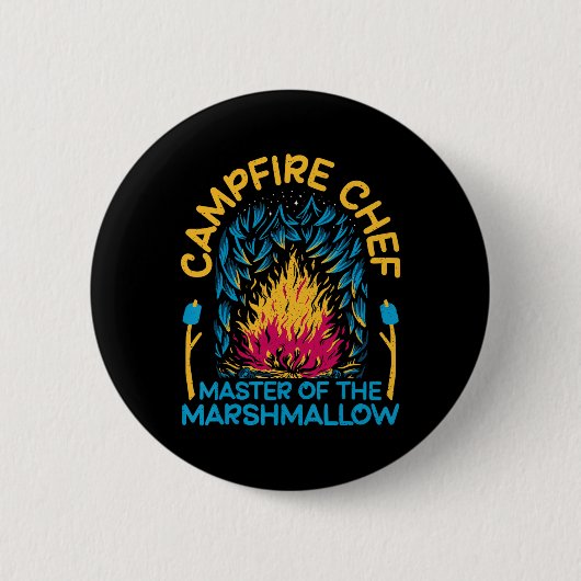Kampvuur Chef Meester Van De Marshmallow Wandeltoc Ronde Button 5,7 Cm (Voorkant)