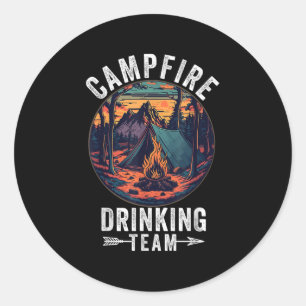 Kampvuur Drink Team Camper Life Bonfire Funny C Ronde Sticker