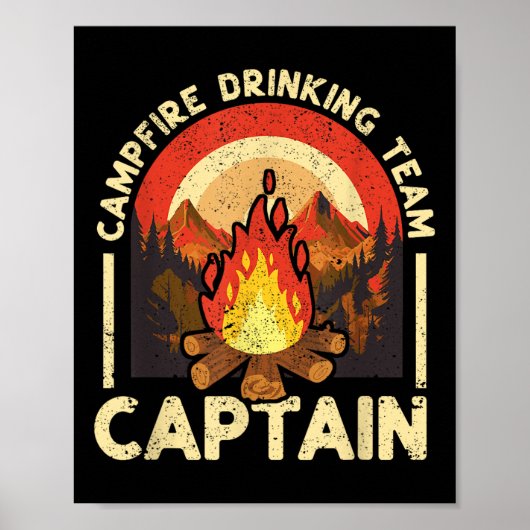 Kampvuur Drink Team Captain Funny Camping Outdo Poster (Voorkant)