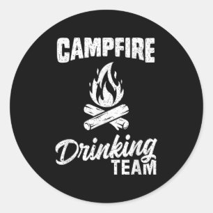 Kampvuur Drink Team T Shirt Camping Lover Campe Ronde Sticker