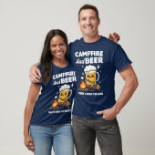 Kampvuur en bier, daarom ben ik hier t-shirt (Unisex)