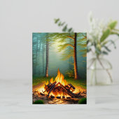 Kampvuur en Bos Folie Feestdagen Briefkaart (Staand Voorkant)