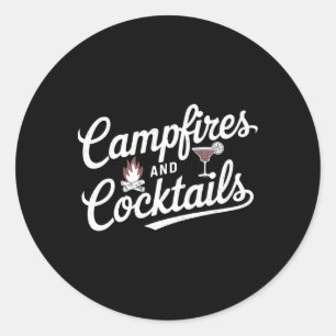 Kampvuur En Staarten Zomer Camping Grafisch Ontwer Ronde Sticker