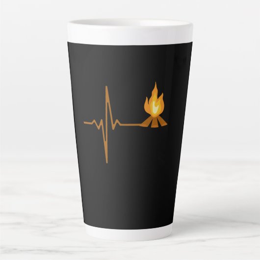 Kampvuur Hartslag Camping Latte Mok (Voorkant)