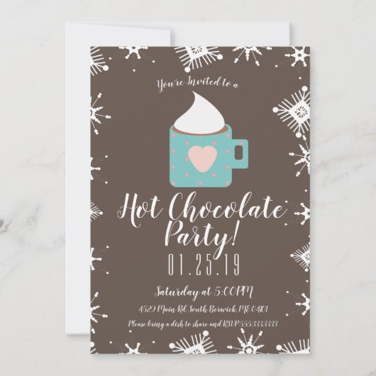 Kampvuur Heet Chocolade en Sneeuwvlokken Winterfee Aankondiging (Voorkant)